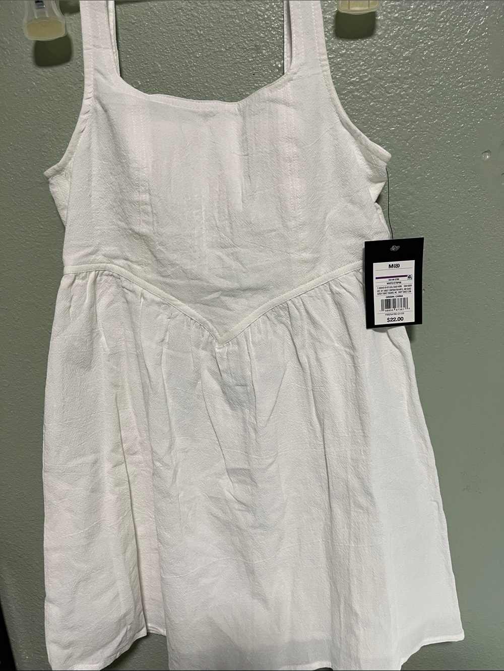 art class White Textured Tank Dress for Kids